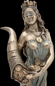 Fortuna gudinde figur i bronzefinish til stue og kontor